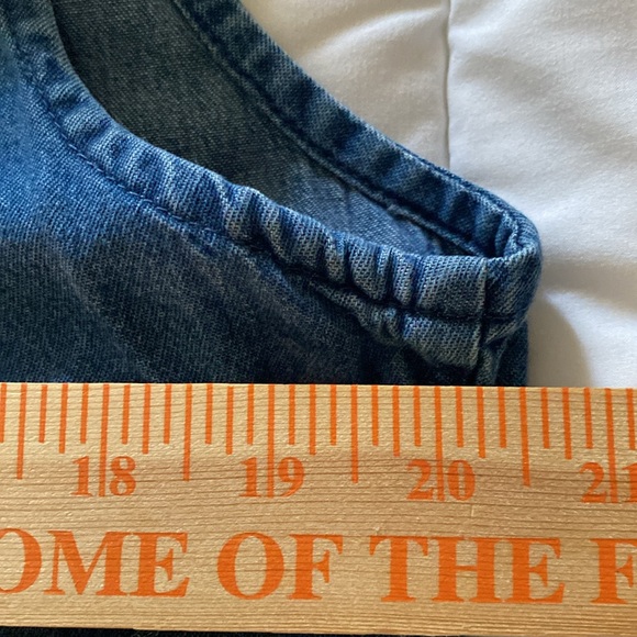 Vintage Embroidered Floral Blue Jean Cotton Denim Maxi Dress XLarge 90s - Picture 15 of 17